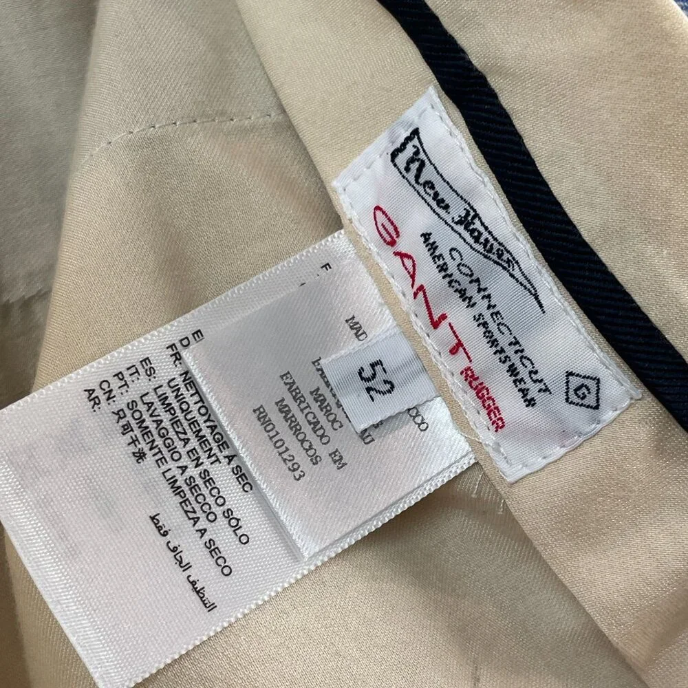 NEW GANT Mens 52 Lightweight Summer Twill Trousers Blue‎ Linen Blend Dress Pants